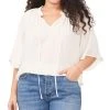 Vince Camuto Plus Size Pleated Size Split-Neck Blouse