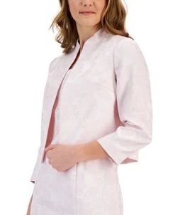 Kasper Women's Floral Jacquard Open-Front 3/4-Sleeve Jacket -Anne Klein Sales Store 23942481 fpx