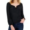 INC International Concepts Women's Square-Neck Ring Top, Created For Macy's