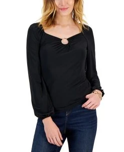 INC International Concepts Women's Square-Neck Ring Top, Created For Macy's