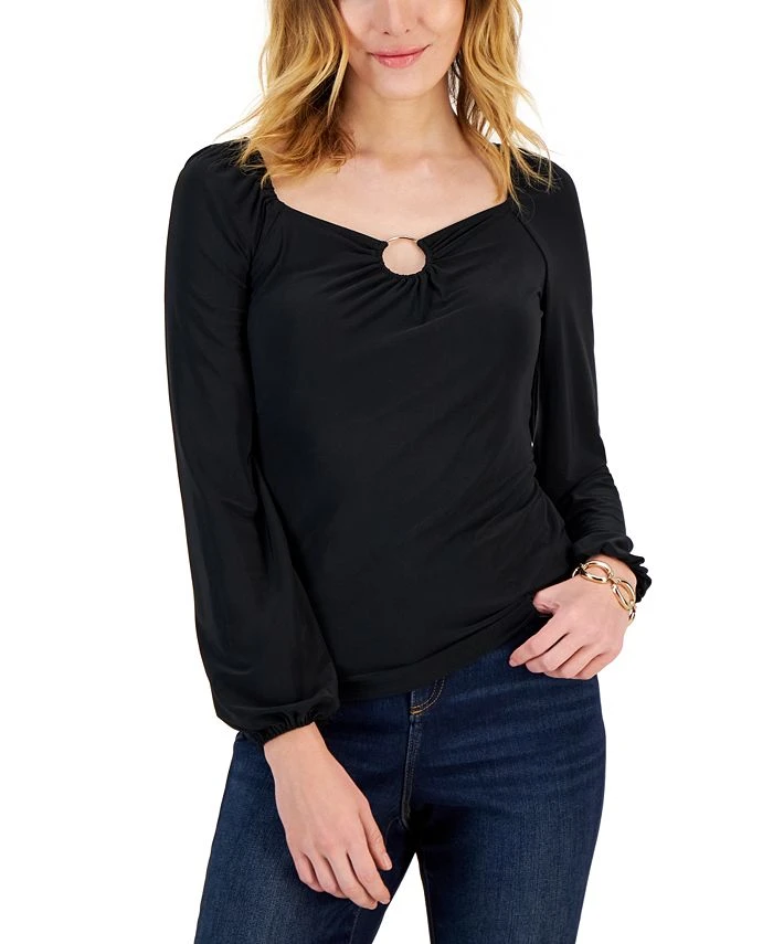 INC International Concepts Women's Square-Neck Ring Top, Created For Macy's 1 INC International Concepts Women's Square-Neck Ring Top, Created For Macy's