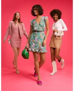 Bar III Women's Printed V-Neck Ruffle Dress, Created For Macy's 10 Bar III Women's Printed V-Neck Ruffle Dress, Created For Macy's -Anne Klein Sales Store 23974056 fpx