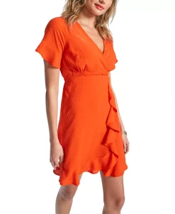 Michael Kors Women's Faux-Wrap Ruffle Mini Dress 12 Michael Kors Women's Faux-Wrap Ruffle Mini Dress -Anne Klein Sales Store 24033784 fpx