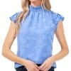 CeCe Ruffled Flutter Sleeve Blouse Top