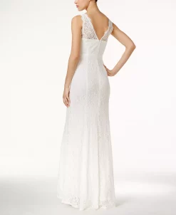 Adrianna Papell Women's Lace V-Neck Satin Sash Gown 12 Adrianna Papell Women's Lace V-Neck Satin Sash Gown -Anne Klein Sales Store 8037776 fpx