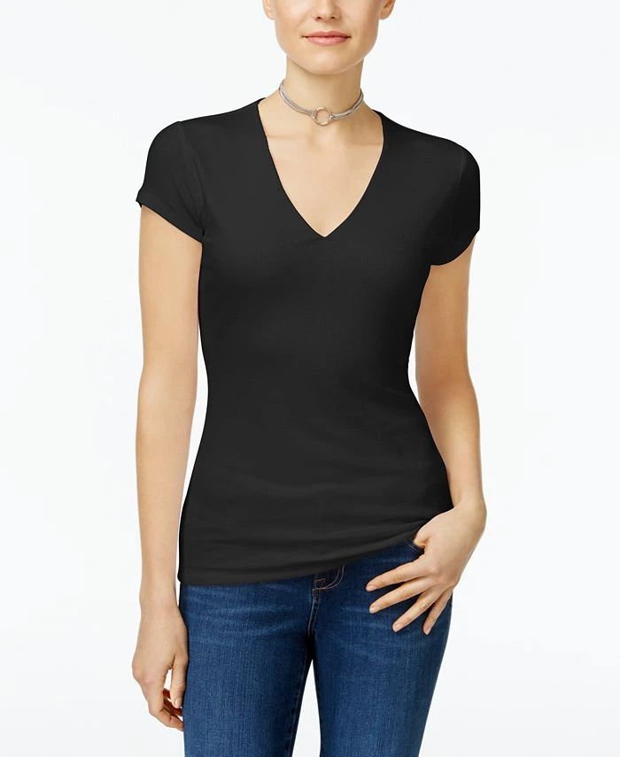 INC International Concepts Women's Ribbed V-Neck Top, Created For Macy's 1 INC International Concepts Women's Ribbed V-Neck Top, Created For Macy's