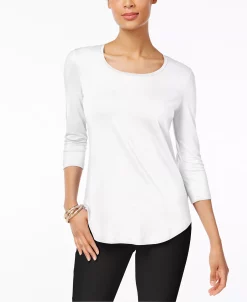 JM Collection 3/4-Sleeve Solid Tunic Top, Created For Macy's -Anne Klein Sales Store 8558164 fpx