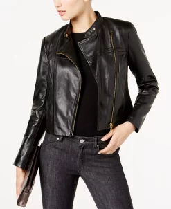 Michael Kors Leather Moto Jacket, Regular & Petite Sizes -Anne Klein Sales Store 8768353 fpx