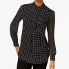 Anne Klein Sheer Dot-Print Blouse