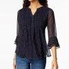 Charter Club Women's Printed Pintuck Top, Created For Macy's