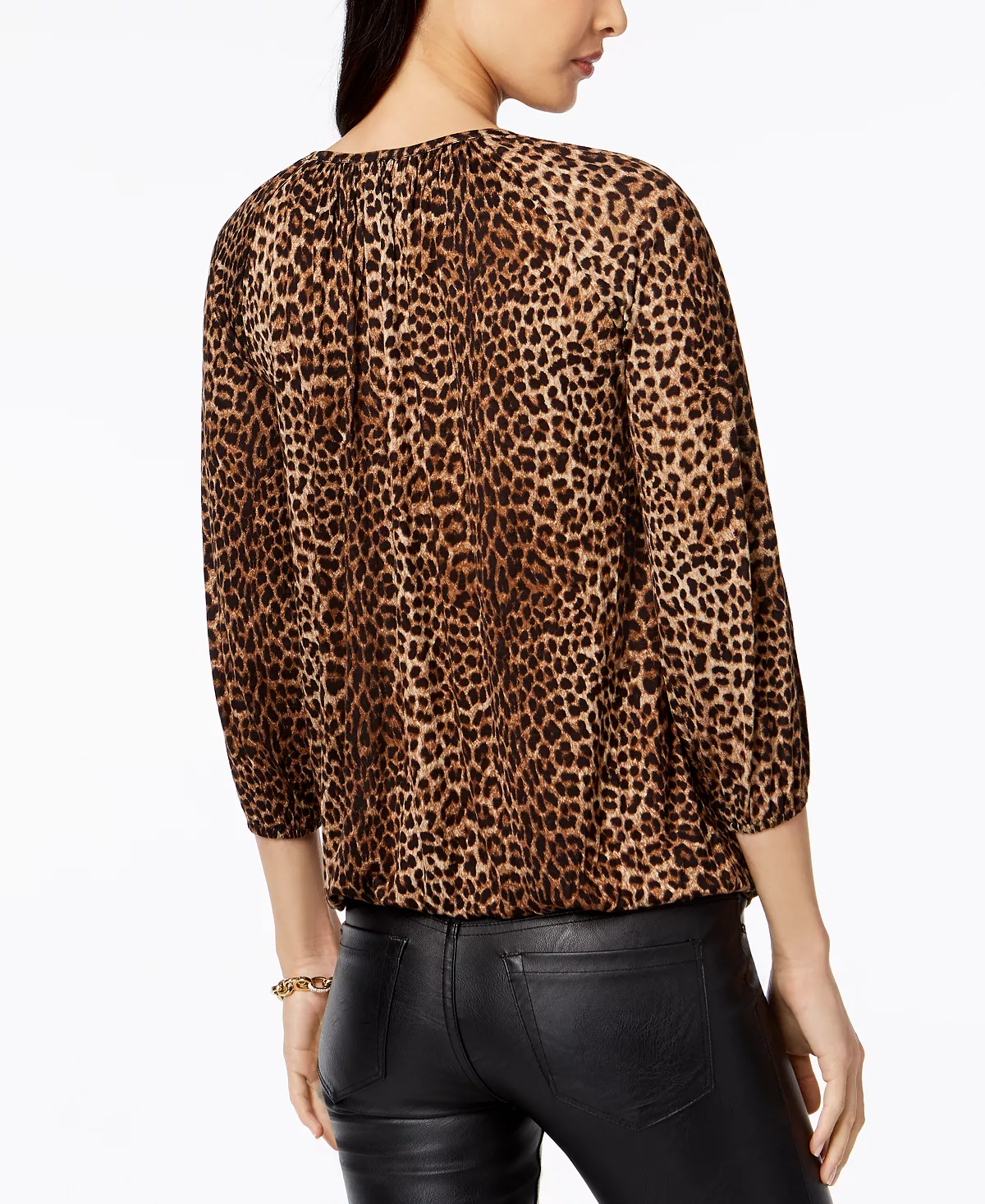 Michael Kors Leopard-Print Peasant Top, Regular & Petite 2 Michael Kors Leopard-Print Peasant Top, Regular & Petite - Image 2
